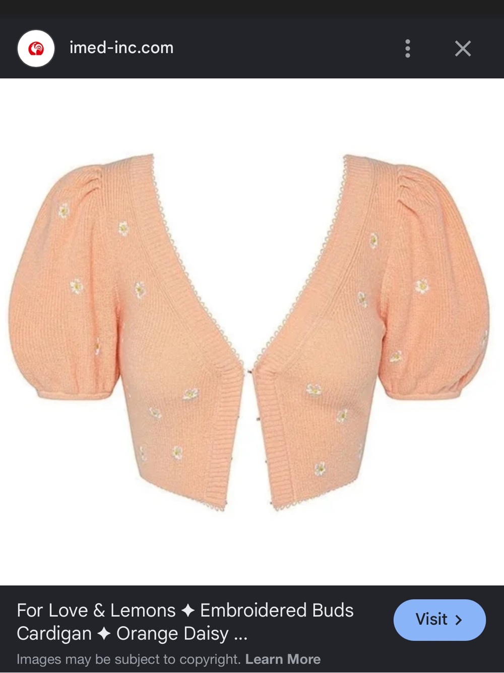 For Love & Lemons Peach Knit Cardigan with Scalloped Trim - Picture 2 of 7